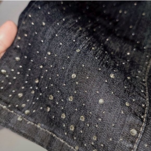 S & P  ♡ Gorgeous Black Stretchy Denim Embellished Bling Skinny Jeans 10|12 Long - Picture 9 of 17